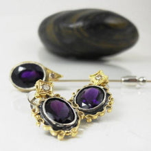Load image into Gallery viewer, Amethyst Earring &amp; Pin Set