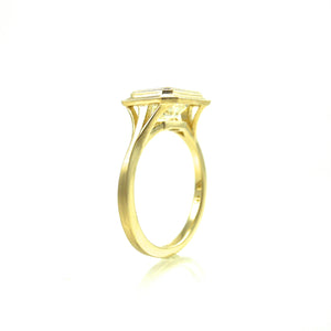 custom made bezel set east west center stone diamond engagement ring