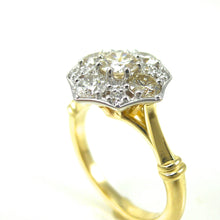 Load image into Gallery viewer, two tone engagement ring halo of diamonds 