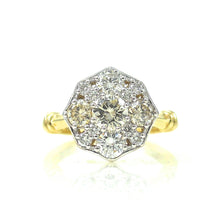 Load image into Gallery viewer, two tone engagement ring halo of diamonds 