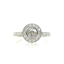 Load image into Gallery viewer, bezel set diamond halo engagement ring