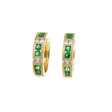 Load image into Gallery viewer, Emerald and Diamond Earrings