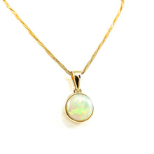 Load image into Gallery viewer, 14k yellow-gold bezel set opal necklace