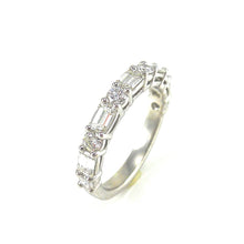 Load image into Gallery viewer, Emerald and round cut diamond band