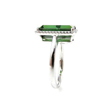 Load image into Gallery viewer, Custom Designed Tourmaline and Diamond 14K White Gold Halo Ring