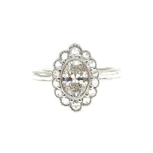 Load image into Gallery viewer, custom scalloped diamond halo with milgrain detailing engagement ring