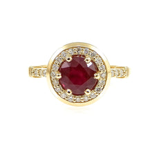 Load image into Gallery viewer, Custom Ruby and Diamond Halo Ring