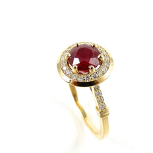 Load image into Gallery viewer, Custom Made Ruby and Diamond Halo Ring