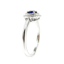 Load image into Gallery viewer, Sapphire and Diamond 14K White Gold Double Halo Ring