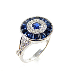 Sapphire double halo ring