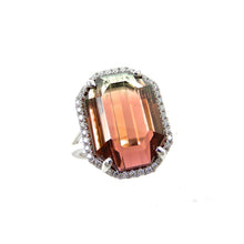 Load image into Gallery viewer, custom 14k white gold watermelon tourmaline and diamond ring