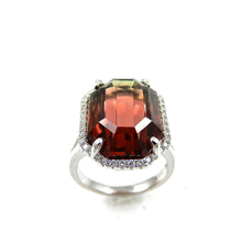 Load image into Gallery viewer, 13.77ct 14k white gold watermelon tourmaline and diamond ring for sale