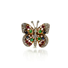 Load image into Gallery viewer, Diamond &amp; Gemstone Butterfly Pendant