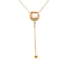 Load image into Gallery viewer, Custom 14k yellow gold Topaz Y Necklace with diamond accents