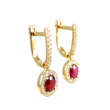 Load image into Gallery viewer, Ruby &amp; Diamond Drop Earrings
