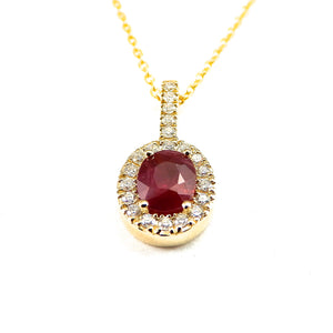 Ruby & Diamond Drop Necklace