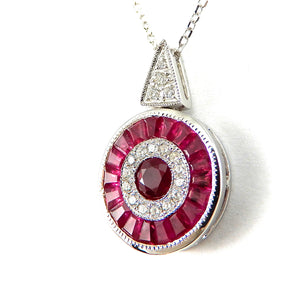 Ruby & Diamond Baguette Necklace