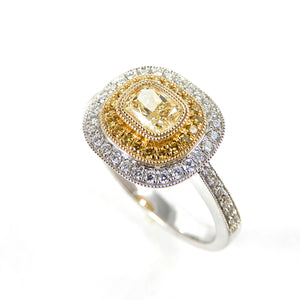 Canary Diamond Double Halo Ring