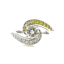 Load image into Gallery viewer, prong-set center stone and diamond accented bypass-style shank