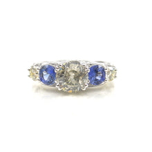 Load image into Gallery viewer, diamond and sapphire 5 stone ring