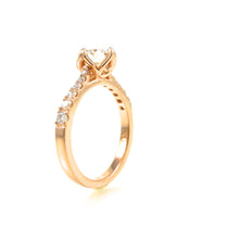 Load image into Gallery viewer, rose gold solitaire engagement ring 6 prong set diamond center stone accented with diamonds
