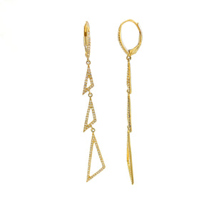 14 karat yellow-gold three tringle earrings