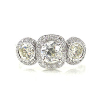 Load image into Gallery viewer, custom made three stone diamond engagement ring