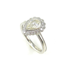 Load image into Gallery viewer, custom white gold scalloped halo diamond engagement ring