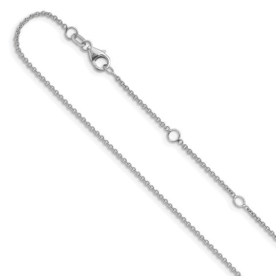 14K White Gold Cable Chain 16+2