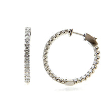 Load image into Gallery viewer, White Gold Diamond Inside Out Hoop Earrings