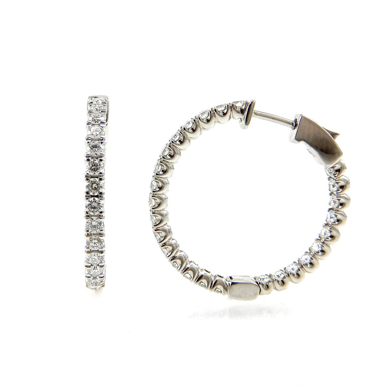 White Gold Diamond Inside Out Hoop Earrings