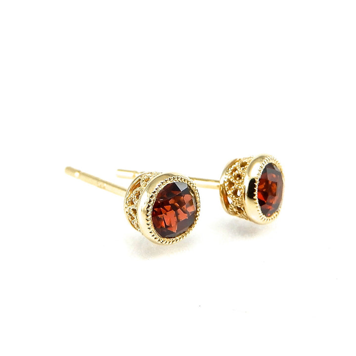 Milgrain Bezel Set Stud Earrings