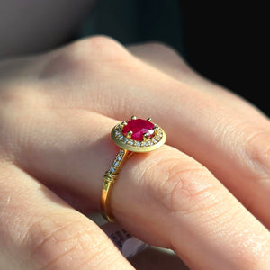 TK Anderson Ruby and Diamond Halo Ring