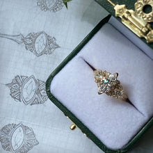 Load image into Gallery viewer, Marquis Center Stone with Kite Side Stones and Baguette Accents Engagement Ring