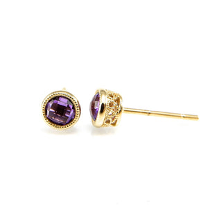 Amethyst Milgrain Bezel Stud Earrings