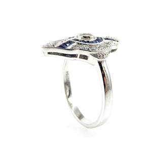 Vintage Style Diamond and Sapphire Ring