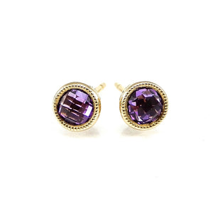 Milgrain Bezel Set Stud Earrings