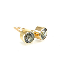 Load image into Gallery viewer, Bezel Set Montana Sapphire Stud Earrings