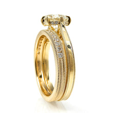 Load image into Gallery viewer, Round Cut Solitaire with Ruby Detail Wedding Set