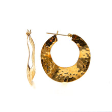 Load image into Gallery viewer, Estate Hammered Yellow Gold Hoops