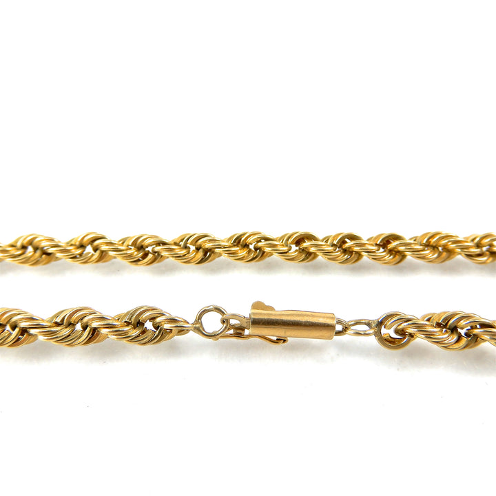 Estate Yellow Gold Rope Chain Bracelet 8.5
