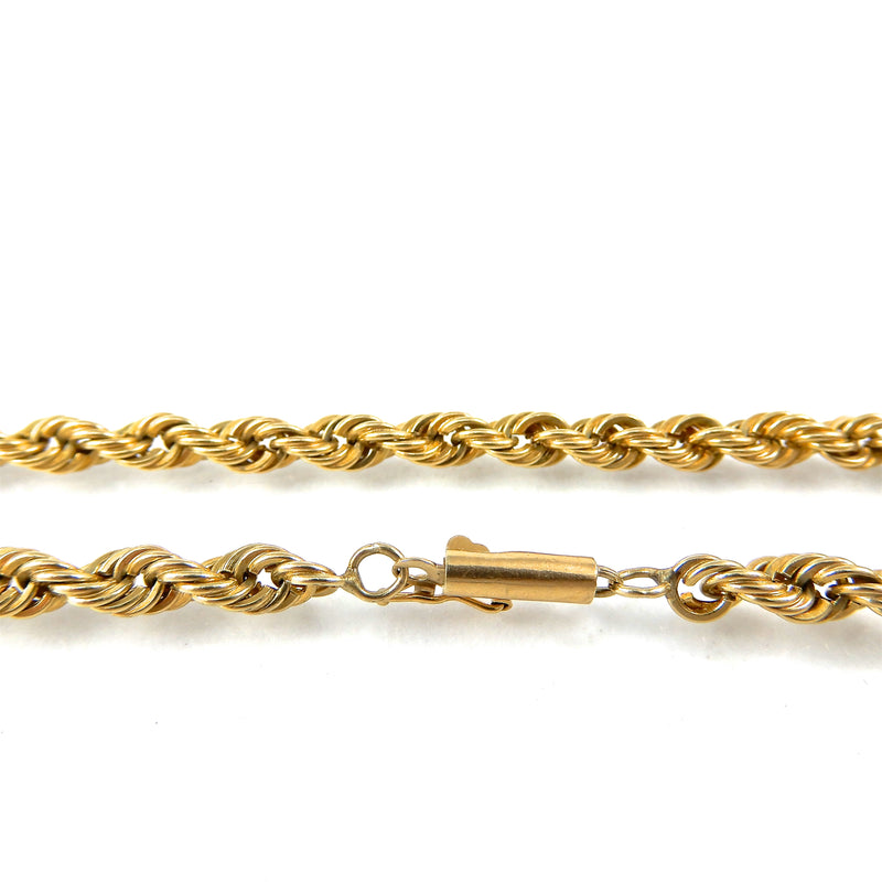 Estate Yellow Gold Rope Chain Bracelet 8.5