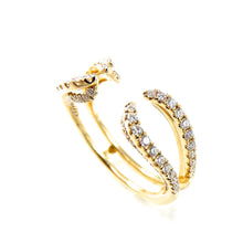 Load image into Gallery viewer, yellow gold Open diamond ring guard 