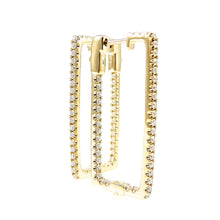 Load image into Gallery viewer, Diamond Rectangular Hoop Earrings