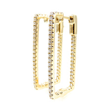 Load image into Gallery viewer, Diamond Rectangular Hoop Earrings