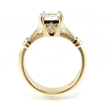 Load image into Gallery viewer, Emerald Cut Diamond Engagement Ring with hidden princess cut side detail