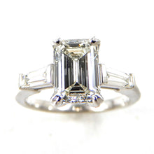 Load image into Gallery viewer, Emerald Cut Diamond with Baguette Side Stones Engagement Ring