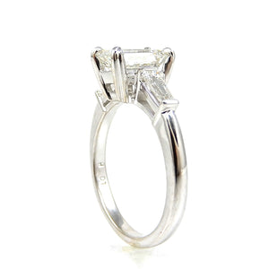 Emerald Cut Diamond with Baguette Side Stones Engagement Ring