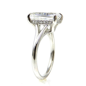 Emerald Cut Solitaire with Hidden Halo Detail