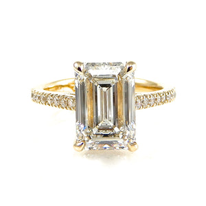 Emerald Cut Solitaire with Diamond Pave Band